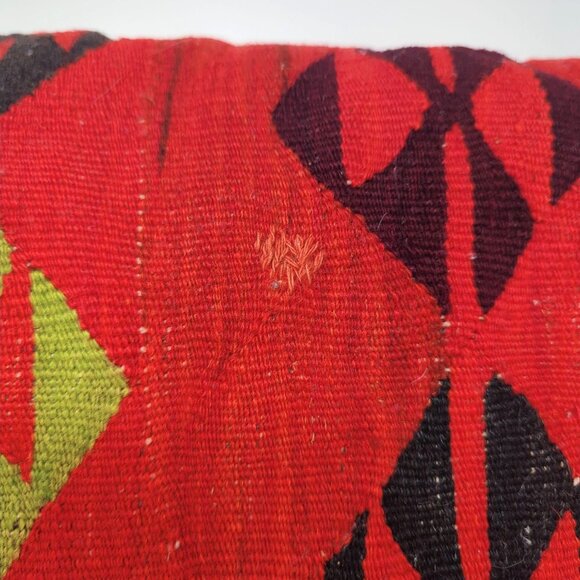 Kilim Pillow Red Woven Wool Hand Folk Square - Picture 2 of 8